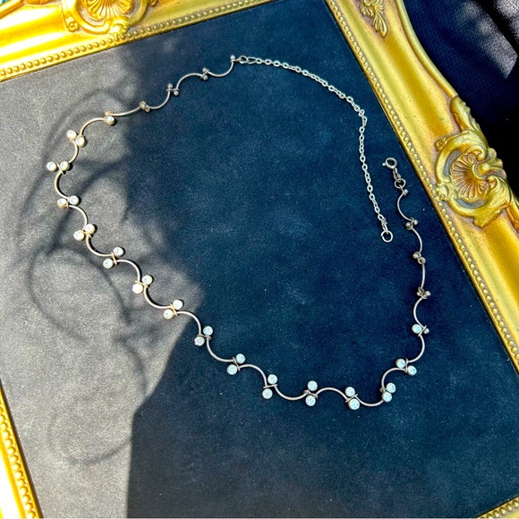 Vintage Sterling Silver and Rhinestone Necklace - Picture 2 of 5